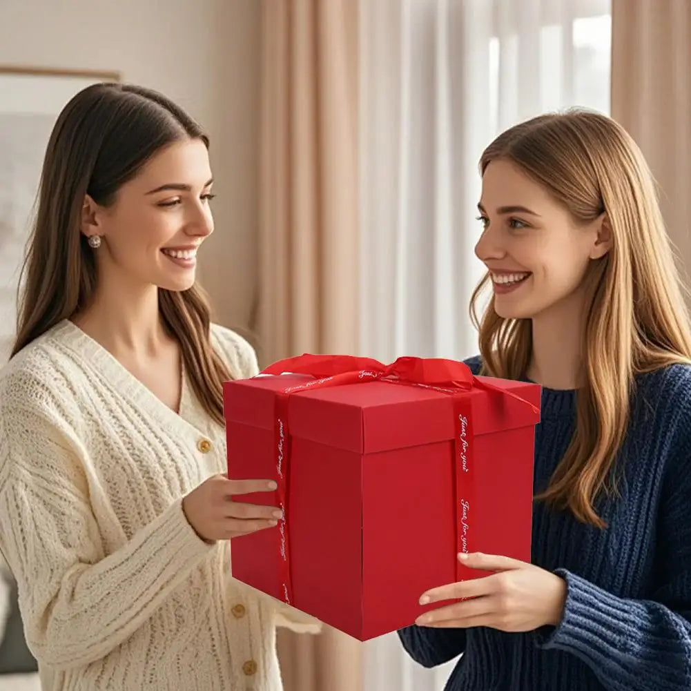 Mehrschichtige Überraschungs-Geschenkbox mit Band, explosive Geburtstags-/Weihnachtsgeschenkbox für Süßigkeiten, Schmuck, DIY-Geschenkpräsentation