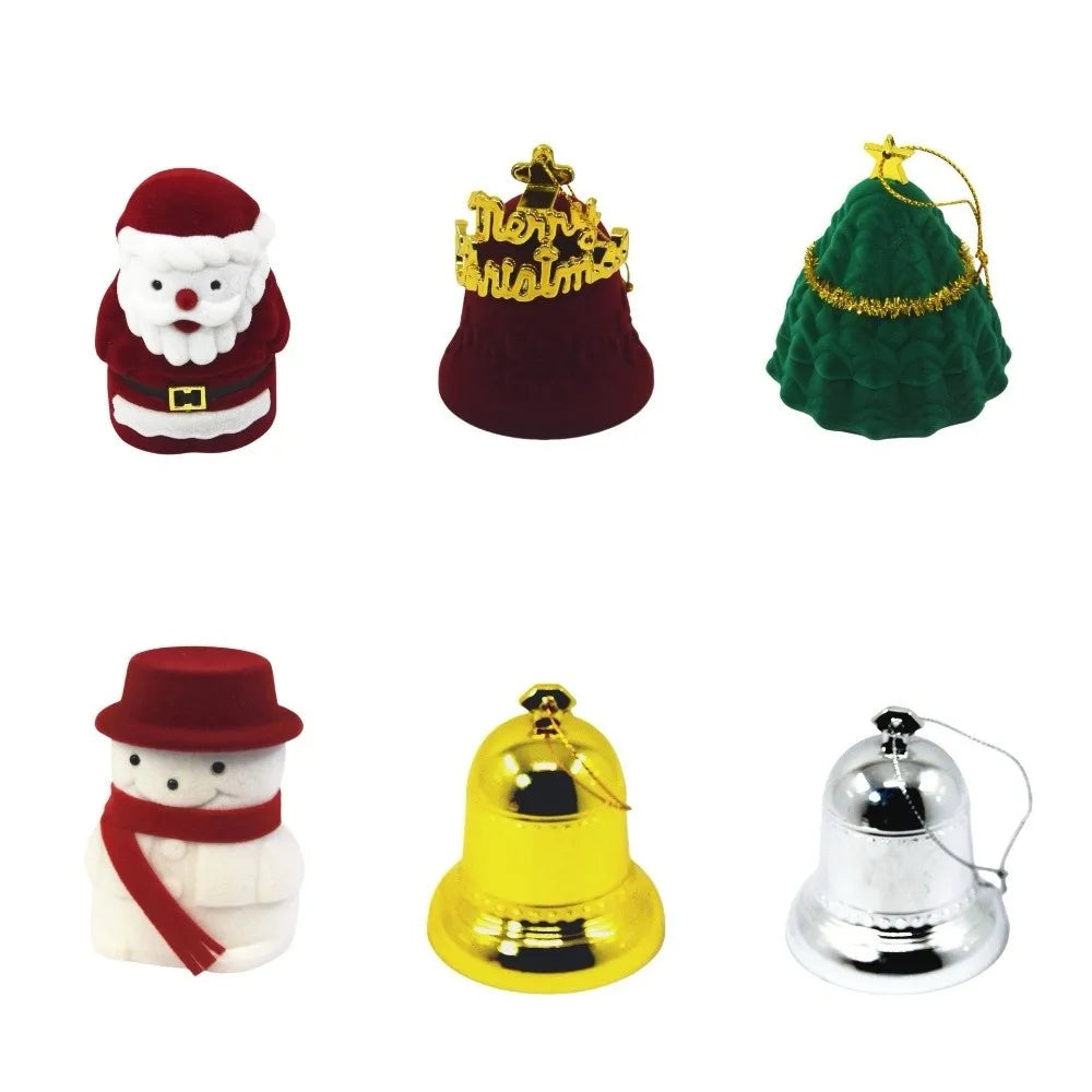 Weihnachten Glocke Weihnachten Schmuck Box Schneemann Hochzeit Weihnachten Baum Ornament Anti-kollision Strömten Santa Claus Ringe Box Geschenke