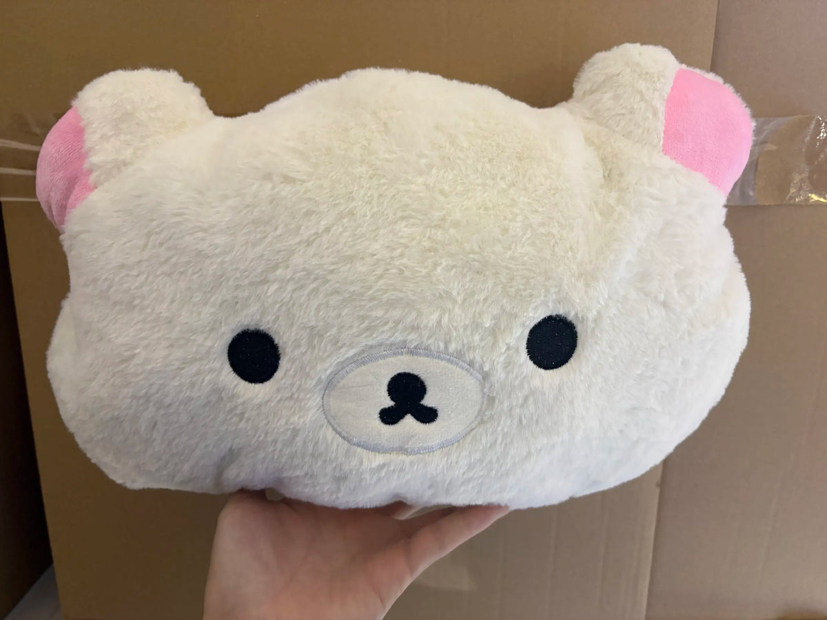 Niedliches Rilakkuma-Plüschkissen mit großem Kopf, große Größe, weiches Stofftierkissen, Schlafzimmer-Sofa-Dekoration, Unisex-Geburtstagsgeschenk für Erwachsene