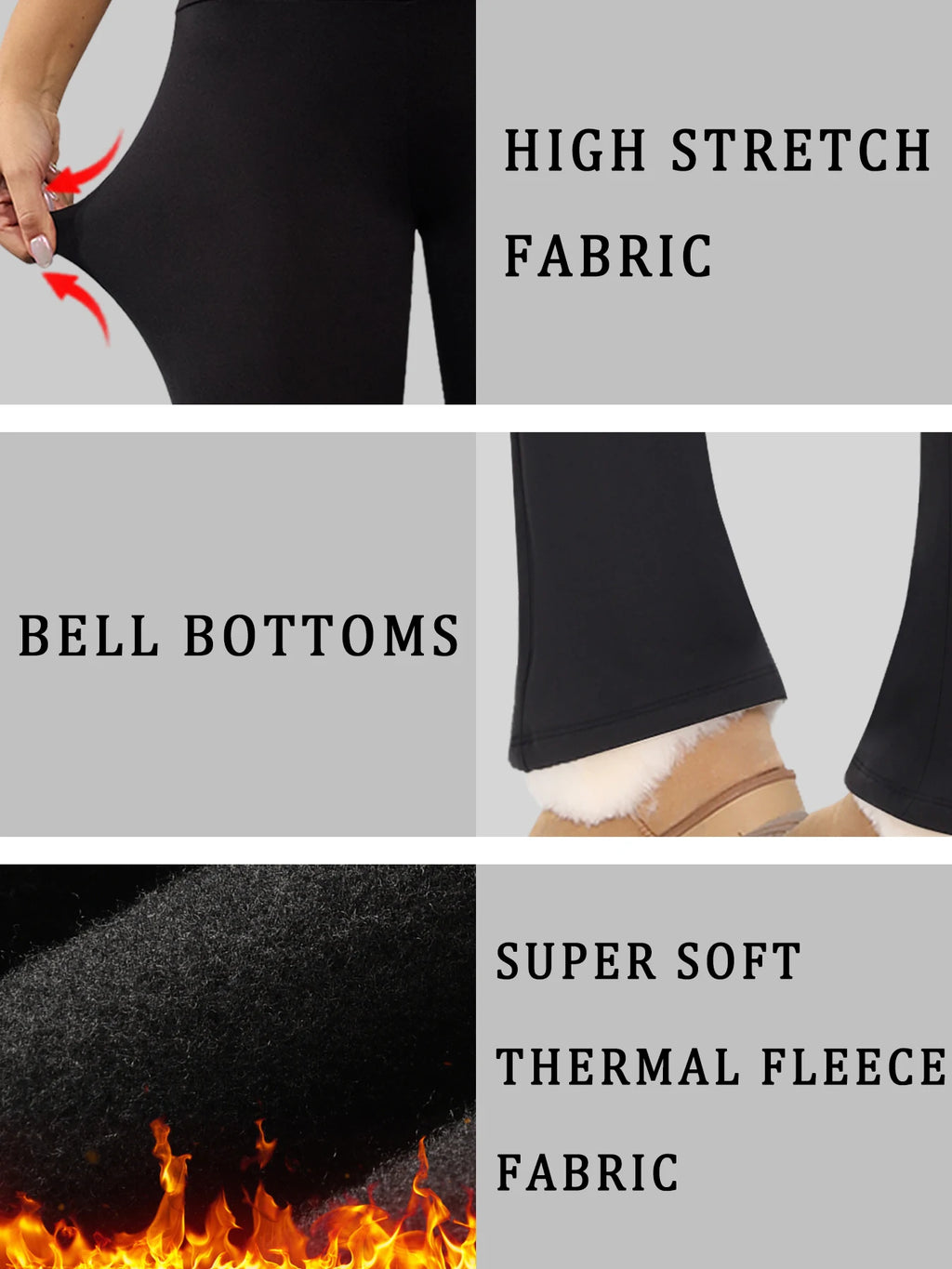 Superweiche, hoch taillierte Fleece-Flare-Leggings für Damen, Bauchkontrolle, weiche Bootleg-Bootcut-Hose