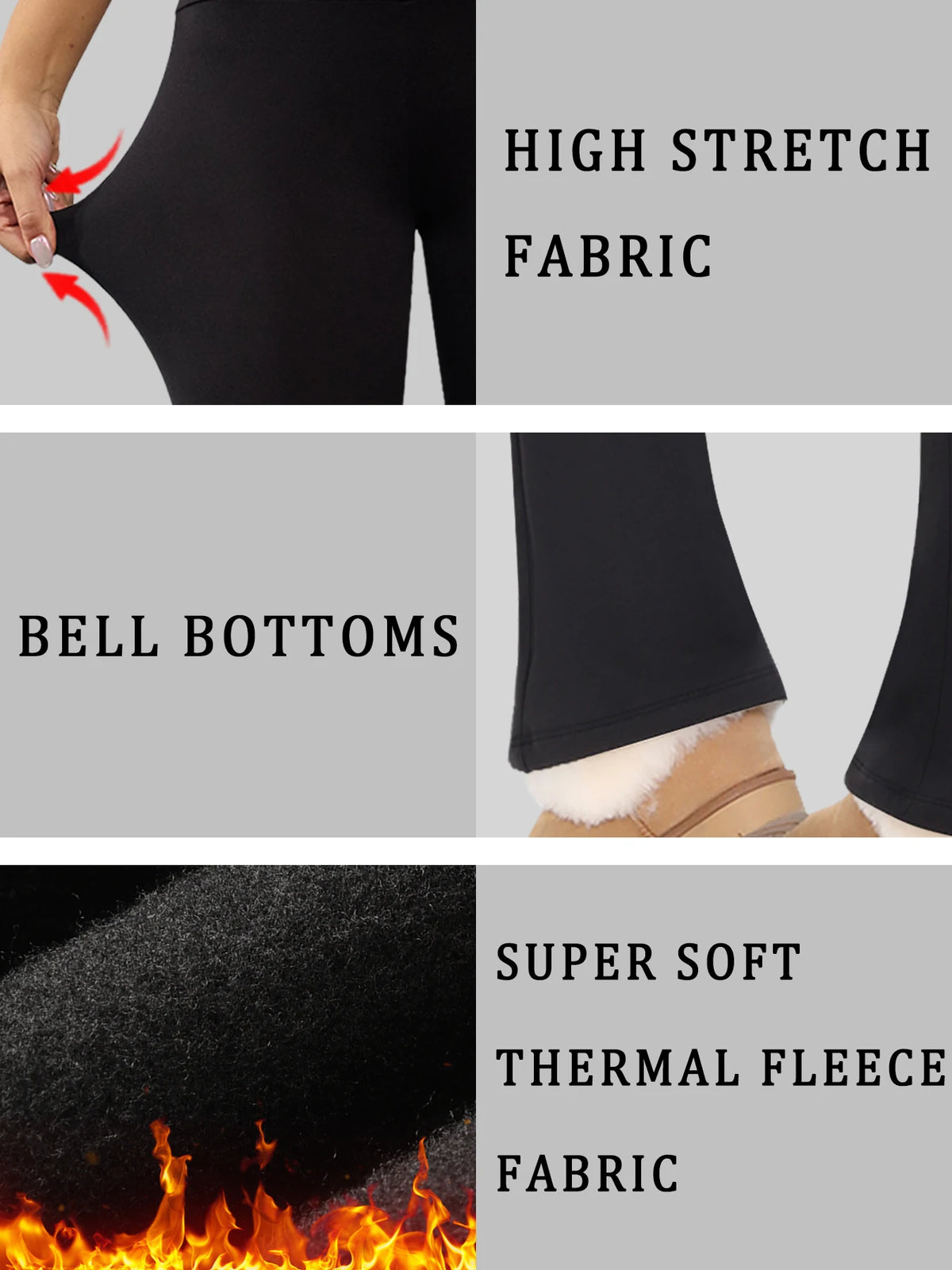 Superweiche, hoch taillierte Fleece-Flare-Leggings für Damen, Bauchkontrolle, weiche Bootleg-Bootcut-Hose