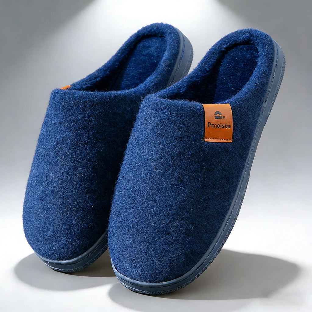 Winter Herren Filz Plattform Hausschuhe Ultra Warm Kissen Gemütliches Leben Rutschfestes TPR Outdoor Indoor Haus
