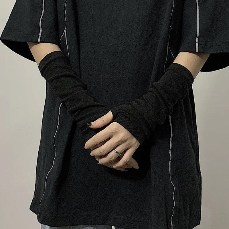 Winter Warme Lange Ärmel Handschuhe für Mann Frauen Fingerlose Streifen Hip-Hop Gestrickte Ellenbogen Fäustlinge Elastische Outdoor Wärmer Arm