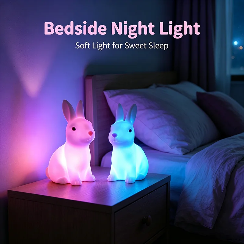 Hasen-Nachtlicht mit Farbwechsel – süße LED-Lampe für Kinder