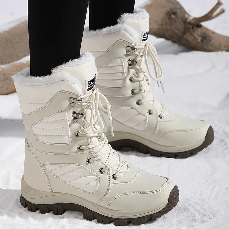 Winter Frauen Schnee Boot High-top Wasserdichte Stiefeletten Damen Dicke Plus Warme Schnee Wandern Stiefel Outdoor Baumwolle Schuhe turnschuhe