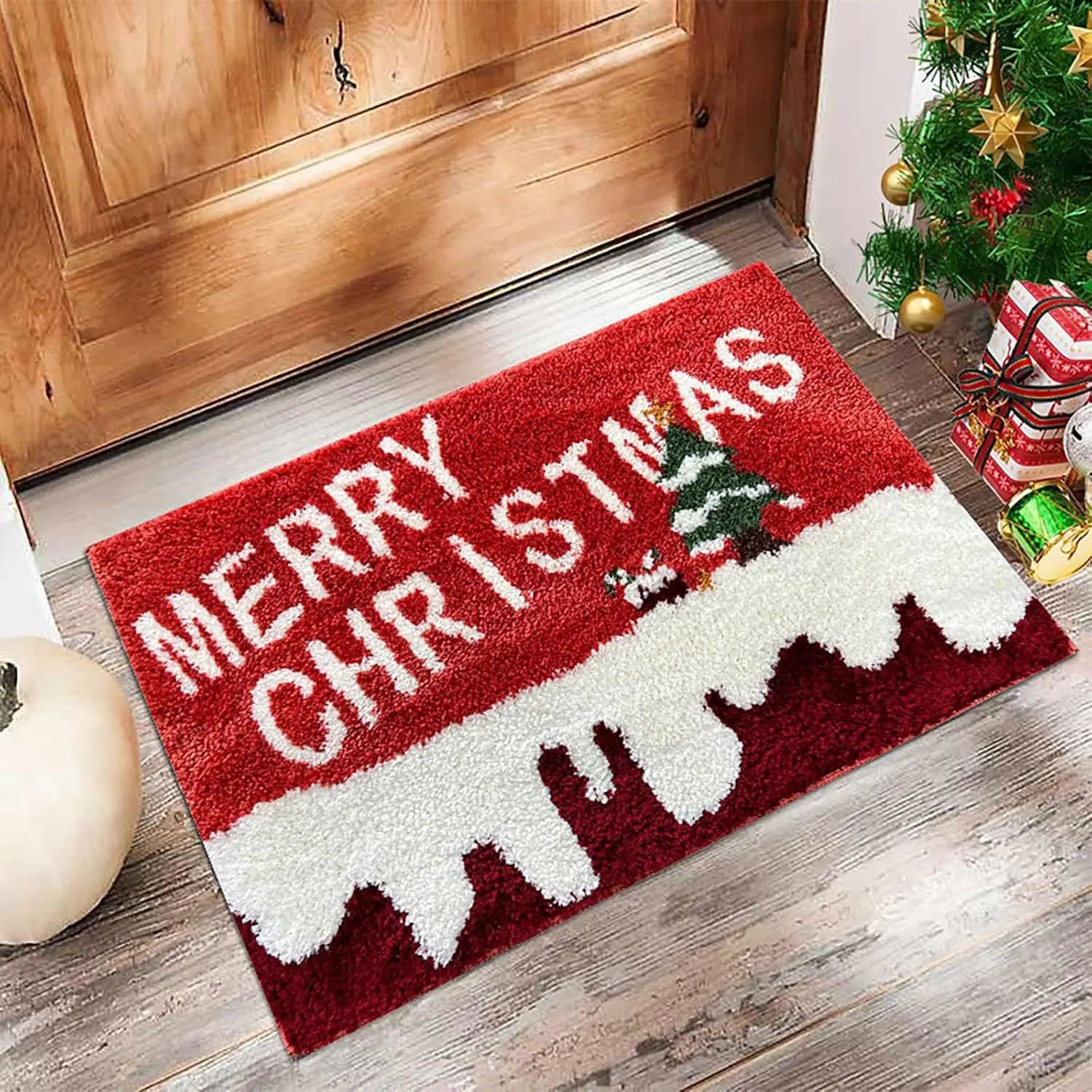 Weihnachts-Fußmatte, roter Weihnachtsmann, für draußen und drinnen, Lebkuchenmann-Teppich, Neujahr 2026, Frohe Weihnachten, Heimdekoration, Fußmatte