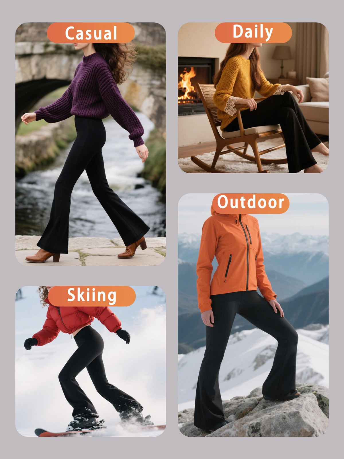 Superweiche, hoch taillierte Fleece-Flare-Leggings für Damen, Bauchkontrolle, weiche Bootleg-Bootcut-Hose