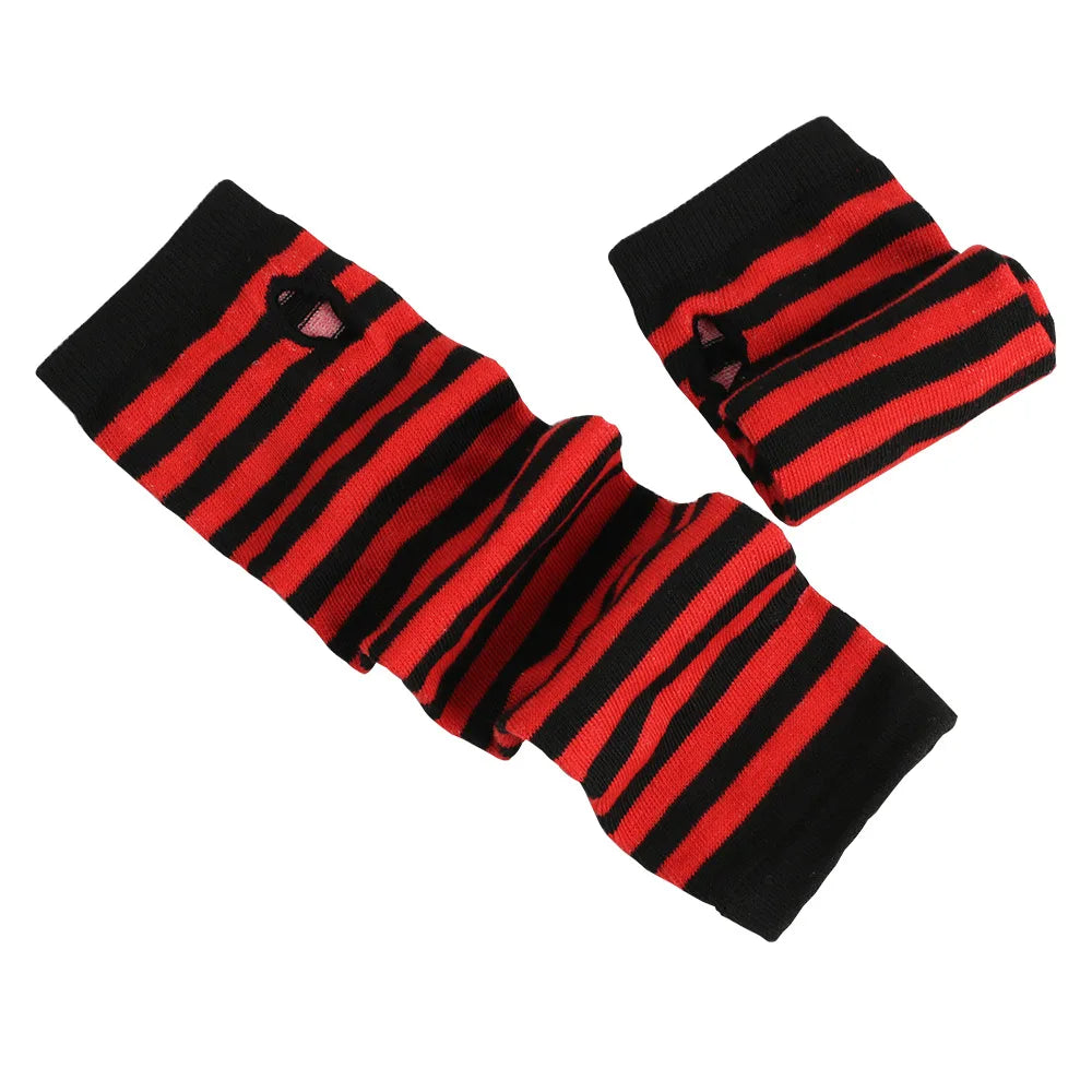 Winter Warme Lange Ärmel Handschuhe für Mann Frauen Fingerlose Streifen Hip-Hop Gestrickte Ellenbogen Fäustlinge Elastische Outdoor Wärmer Arm