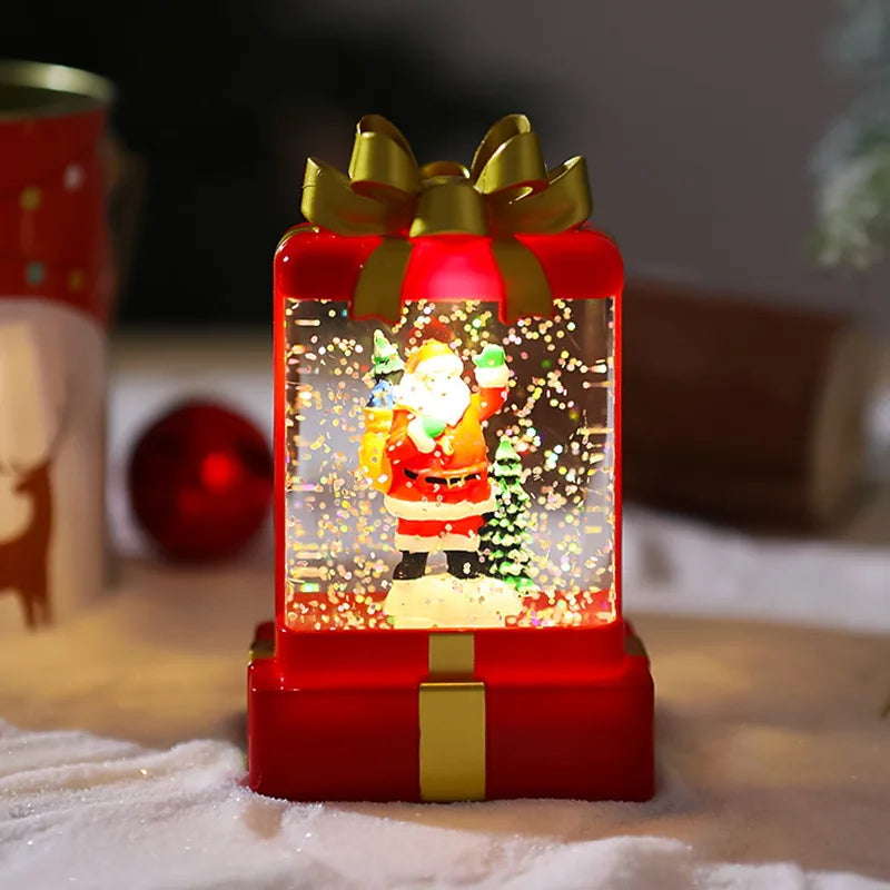 Weihnachtsdekorationen, leuchtende Kristalllichter, Ornamente, neue Weihnachtsmann-Nachtlichter, Weihnachtsgeschenkpakete, kleine Windlichter