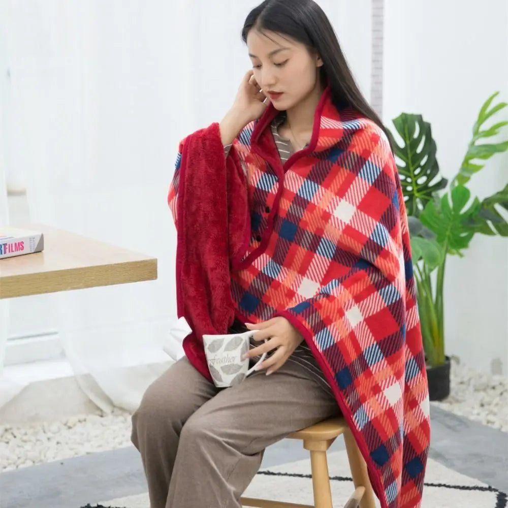 Lazy Plaid Tragbare Decke verdicken weiche lässige Bürodecke mit Knopf warme Home Schal Decke Winter