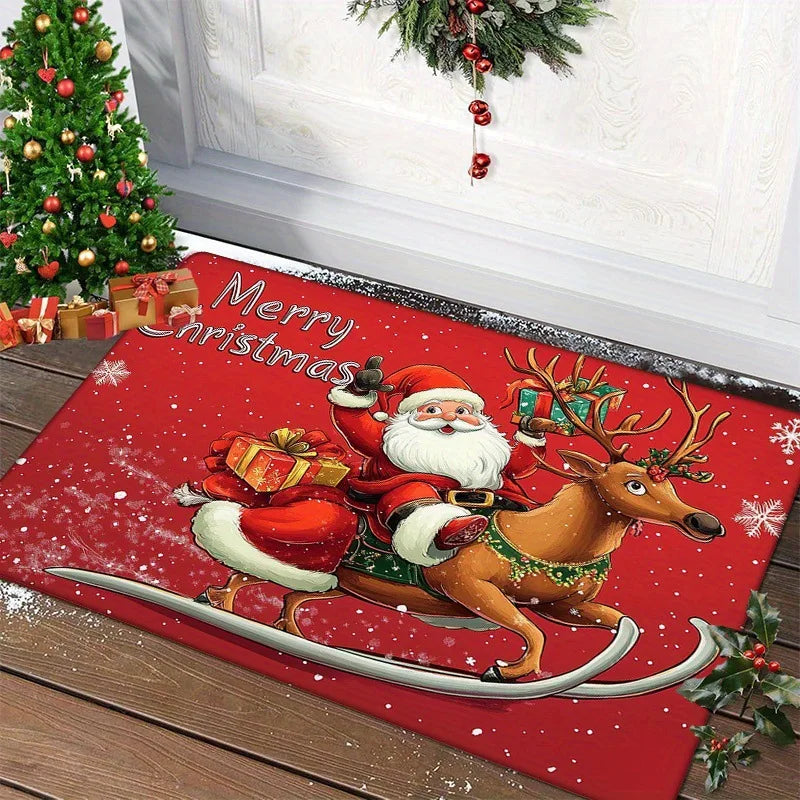 Weihnachts-Fußmatte, roter Weihnachtsmann, für draußen und drinnen, Lebkuchenmann-Teppich, Neujahr 2026, Frohe Weihnachten, Heimdekoration, Fußmatte