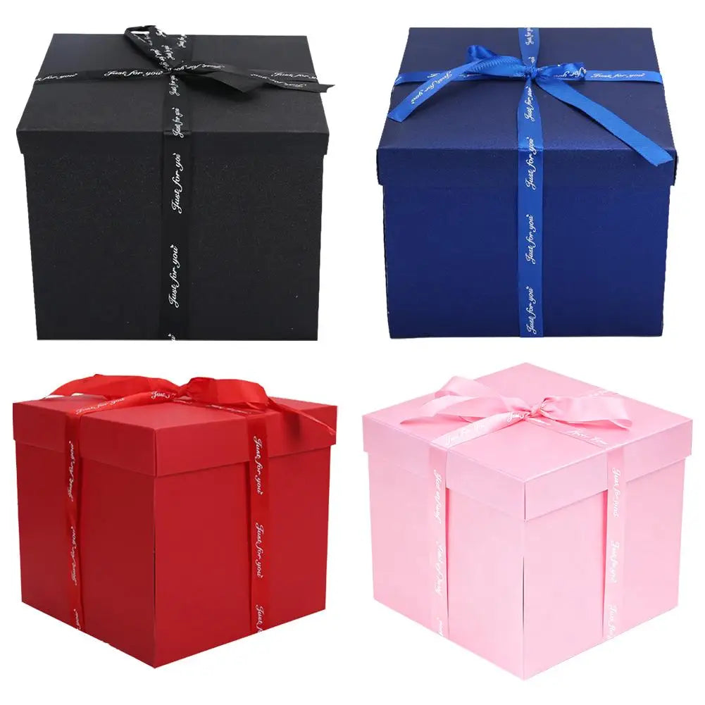 Mehrschichtige Überraschungs-Geschenkbox mit Band, explosive Geburtstags-/Weihnachtsgeschenkbox für Süßigkeiten, Schmuck, DIY-Geschenkpräsentation