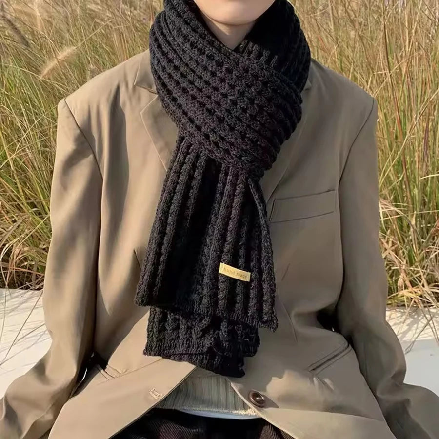Winterschal für Damen und Herren, dicker Zopfmuster, klobiger langer warmer Schal für Reisen, Büro, warme Kaschmirschals, Halstuch