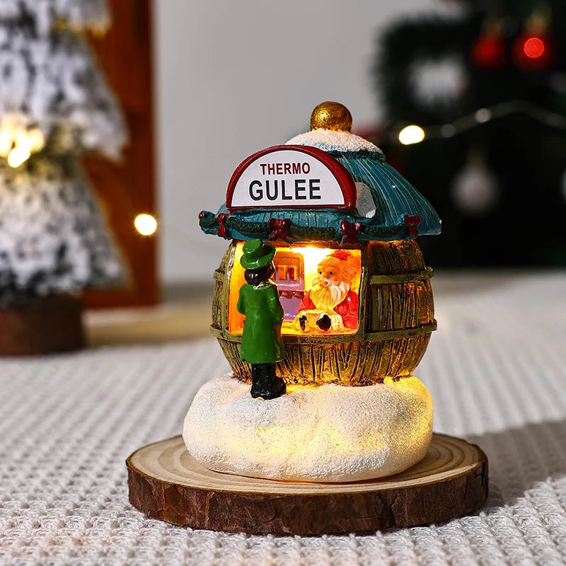 Weihnachten Schneehäuse Glow Craft Schneemann Garten Ornament mit Musik Home Decora Land Harz Ornament Roman Weihnachten Kind Geschenk