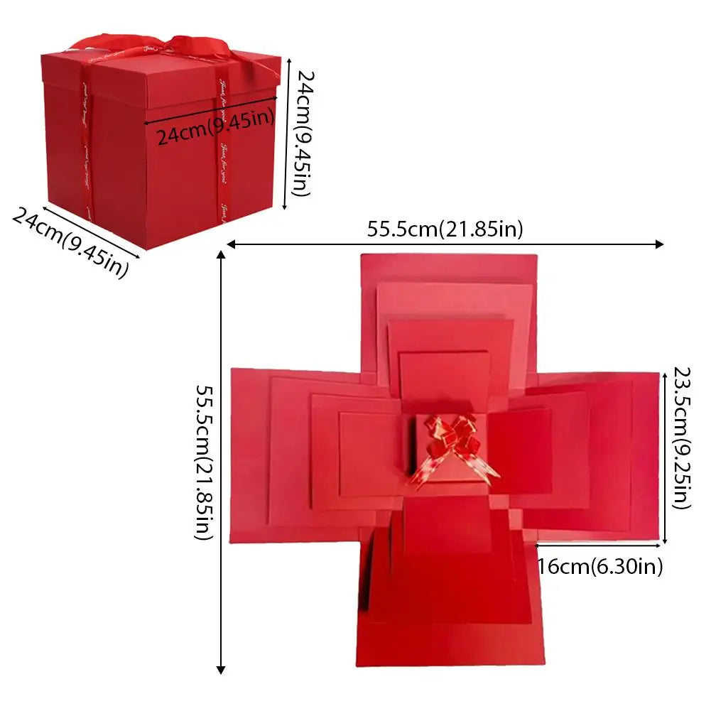 Mehrschichtige Überraschungs-Geschenkbox mit Band, explosive Geburtstags-/Weihnachtsgeschenkbox für Süßigkeiten, Schmuck, DIY-Geschenkpräsentation