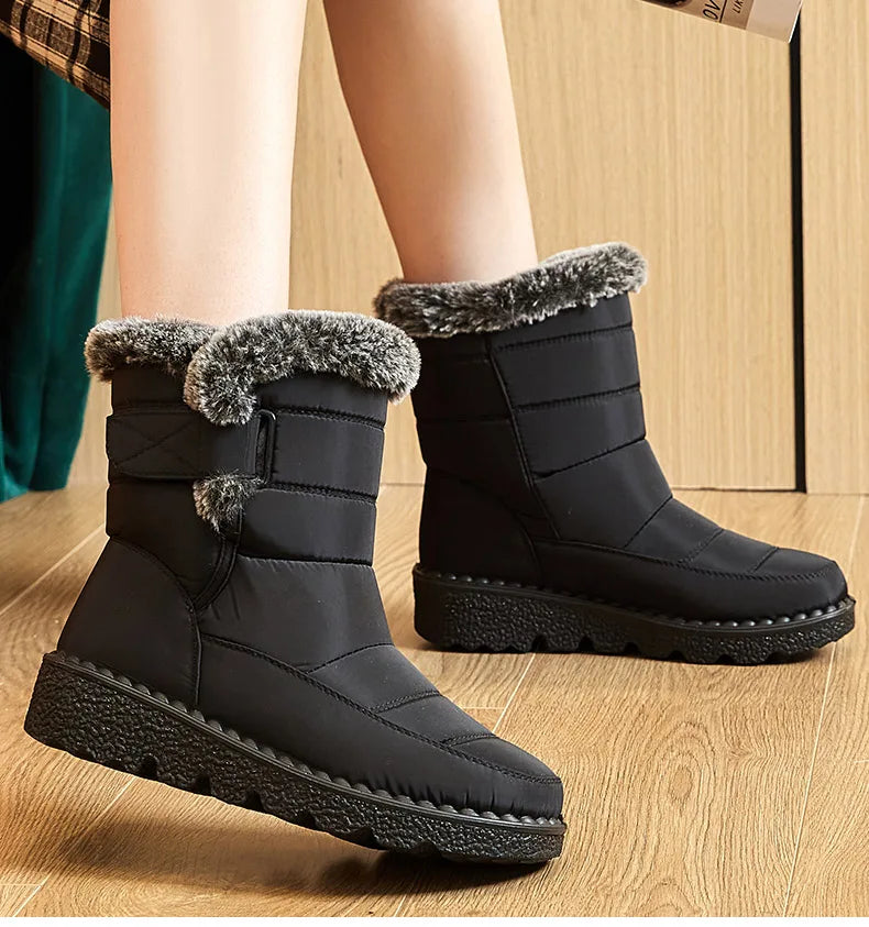 Frauen Stiefel 2025, Trend Winter Schuhe Für Frauen Winter Stiefel Knöchel Low Heels Botas Mujer Wasserdichte Schnee Stiefel Mit Pelz schuhe