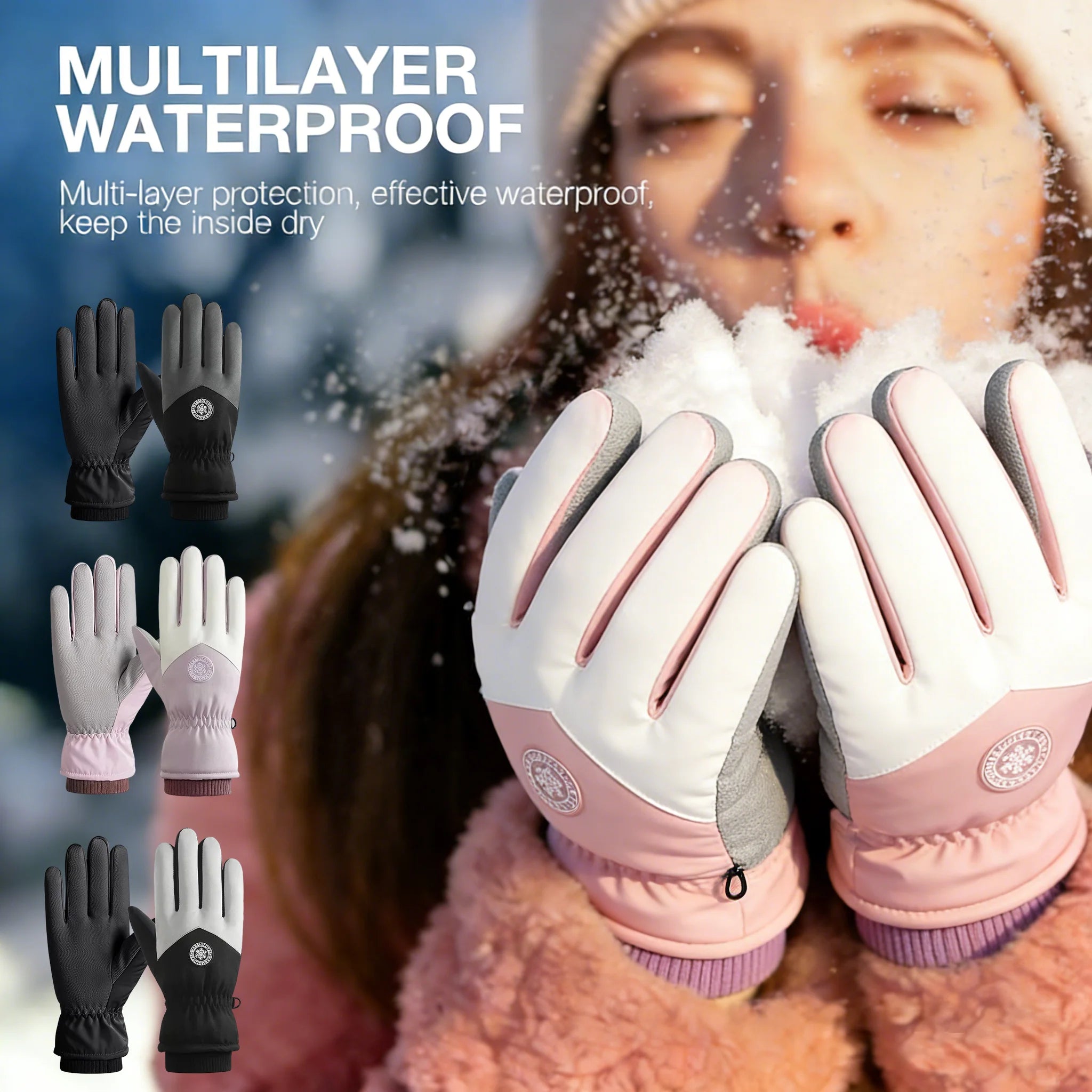 Winter Paar Ski Handschuhe Verdickte Thermo Handschuhe Einstellbare Schließen Nicht-slip Touchscreen Handschuhe Wasserdicht Kälte-beweis