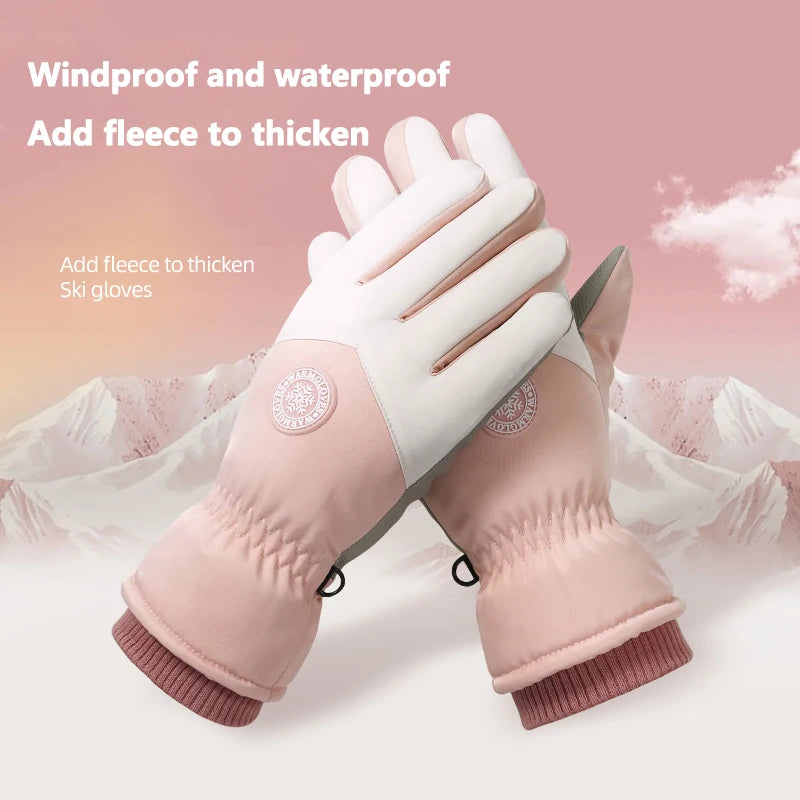 Winter Paar Ski Handschuhe Verdickte Thermo Handschuhe Einstellbare Schließen Nicht-slip Touchscreen Handschuhe Wasserdicht Kälte-beweis