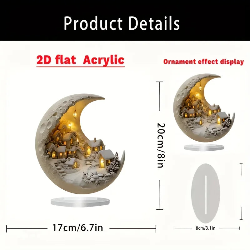 Weihnachtsbaum Tischdekoration Mondhaus DIY 2D Dekoration Acryl Frohe Weihnachten Schilder Plakette 2027 Neujahrsparty Geschenke