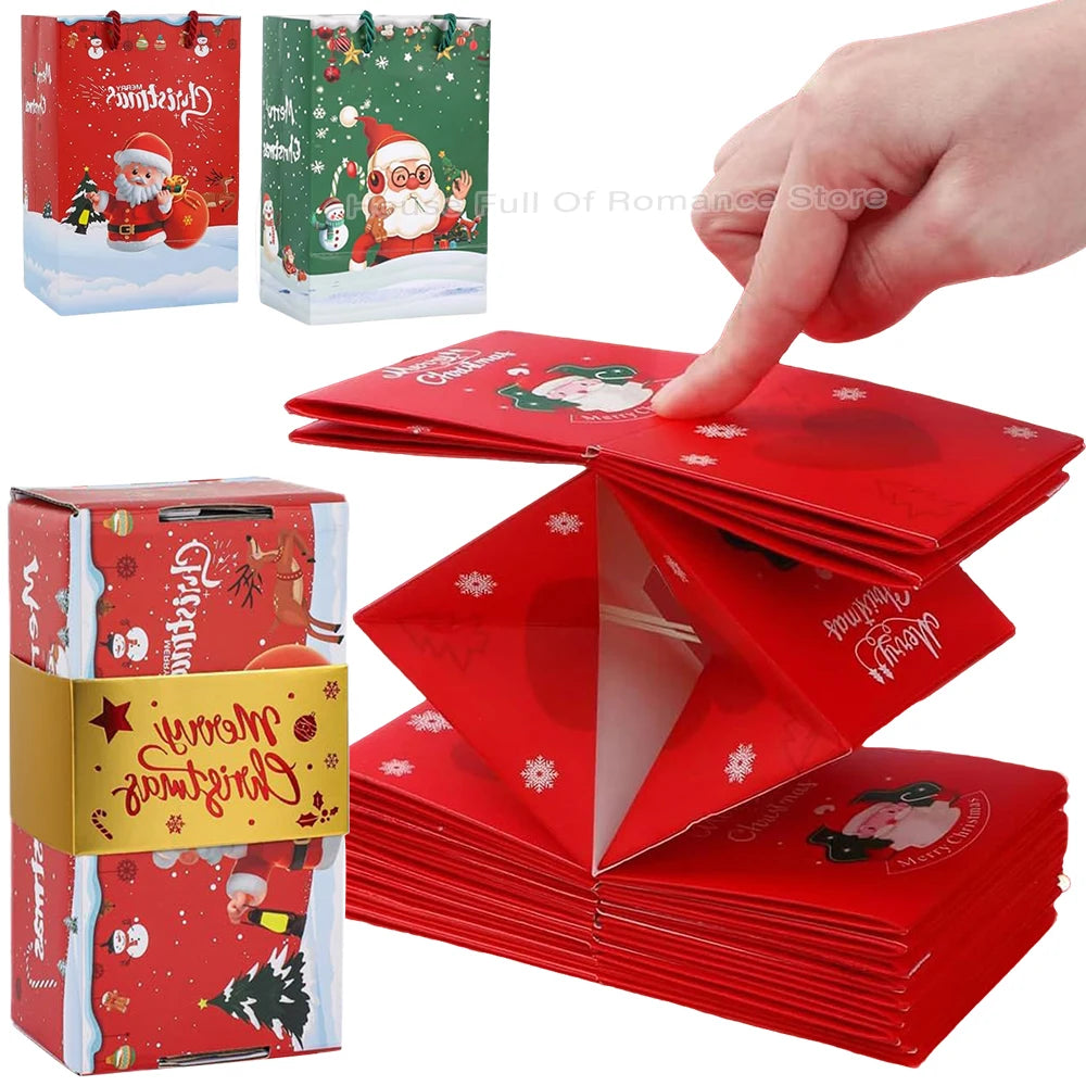 Weihnachts-Überraschungs-Geschenkbox mit Geldfunktion, Rot/Grün, Faltbare Pop-up-Papierboxen für Weihnachten, DIY-Geldgeschenk, Partydekoration