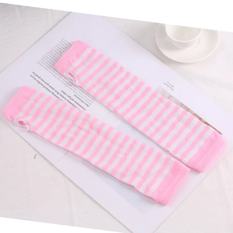 Winter Warme Lange Ärmel Handschuhe für Mann Frauen Fingerlose Streifen Hip-Hop Gestrickte Ellenbogen Fäustlinge Elastische Outdoor Wärmer Arm
