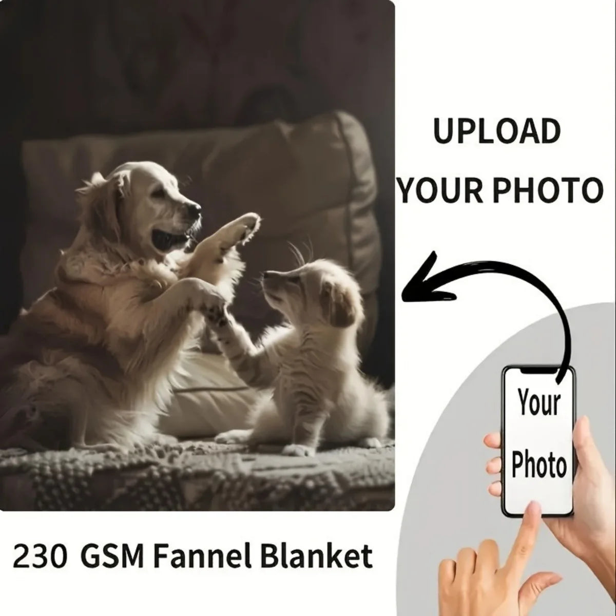 Eine personalisierte Decke mit Ihren eigenen Fotos – warm, gemütlich und sanft zur Haut, geeignet für alle Jahreszeiten.