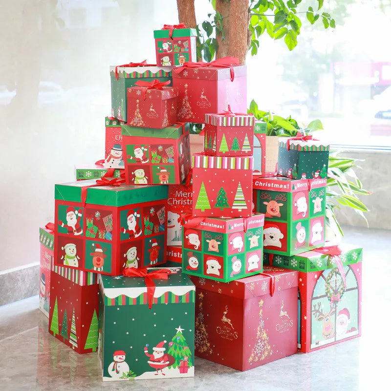 Weihnachtsgeschenkboxen, Geschenkverpackung, Frohe Weihnachten, Dekorative Kartons für Weihnachten, Heimparty-Dekoration, Neujahr, Süßigkeitenbox, Etui