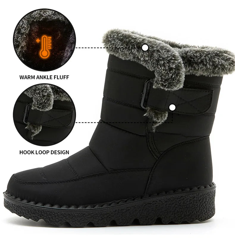 Frauen Stiefel 2025, Trend Winter Schuhe Für Frauen Winter Stiefel Knöchel Low Heels Botas Mujer Wasserdichte Schnee Stiefel Mit Pelz schuhe