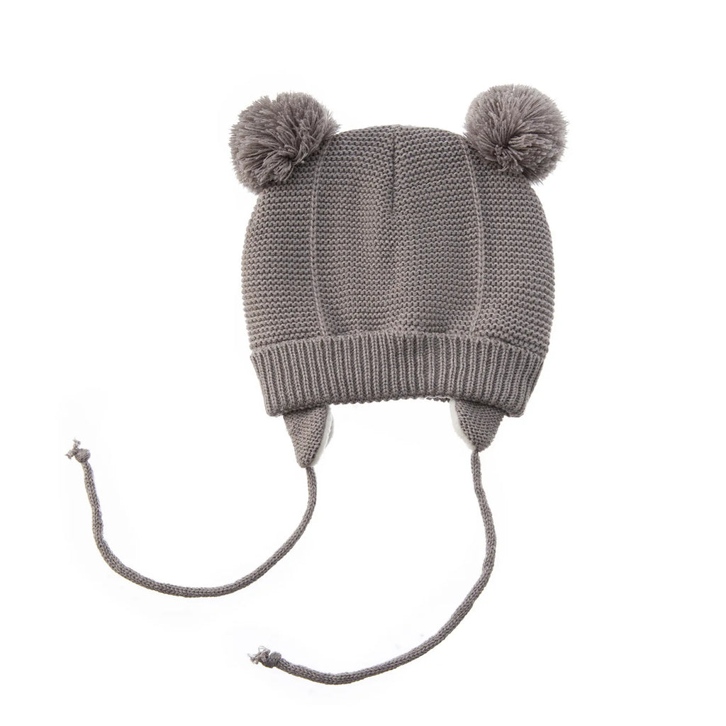 Winter-Babymütze für 0–12 Monate, Jungen und Mädchen, Zubehör, Strickmütze, Kindermütze, Fleece, warme Handschuhe, dicke Winterohr-Kindermütze, Babymütze