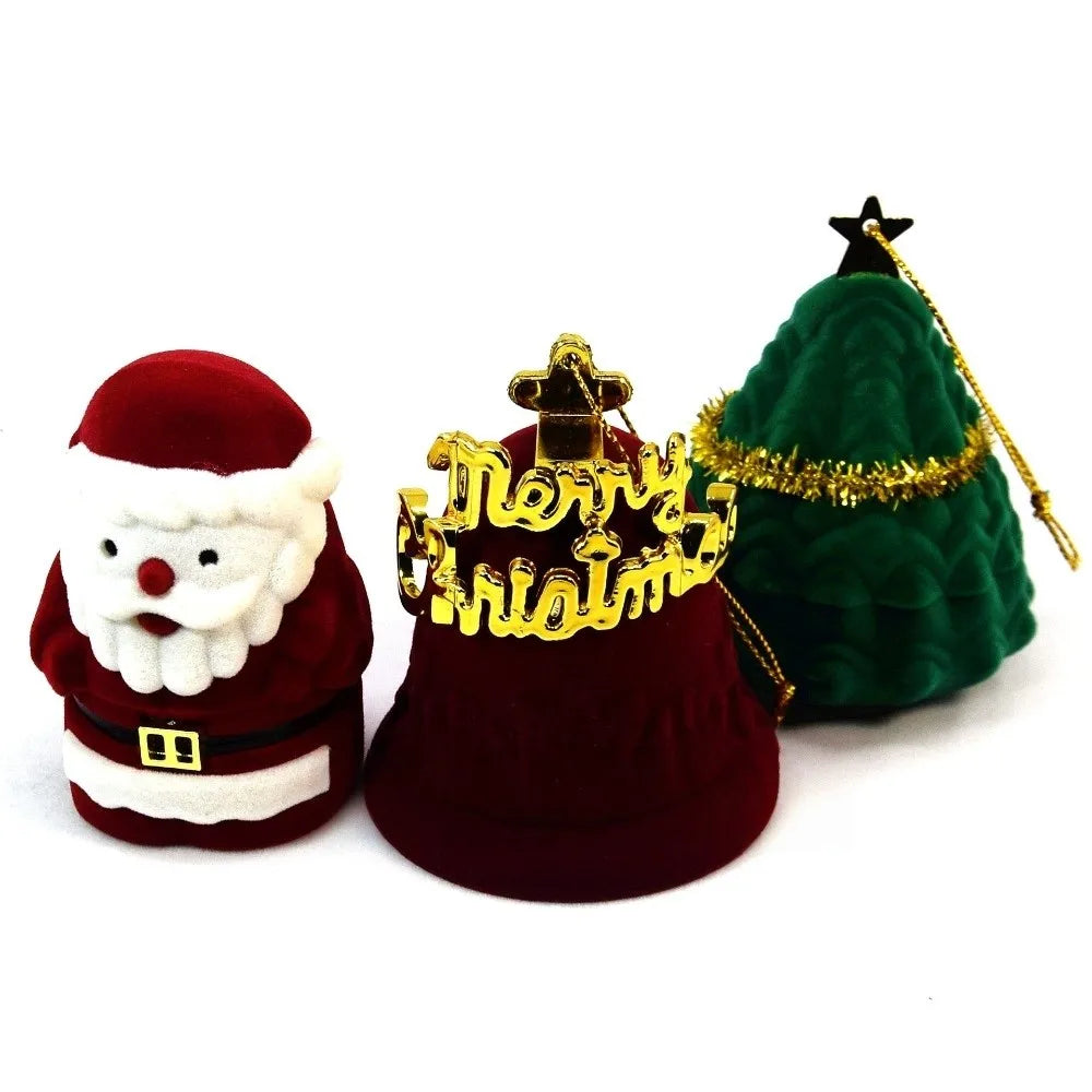 Weihnachten Glocke Weihnachten Schmuck Box Schneemann Hochzeit Weihnachten Baum Ornament Anti-kollision Strömten Santa Claus Ringe Box Geschenke