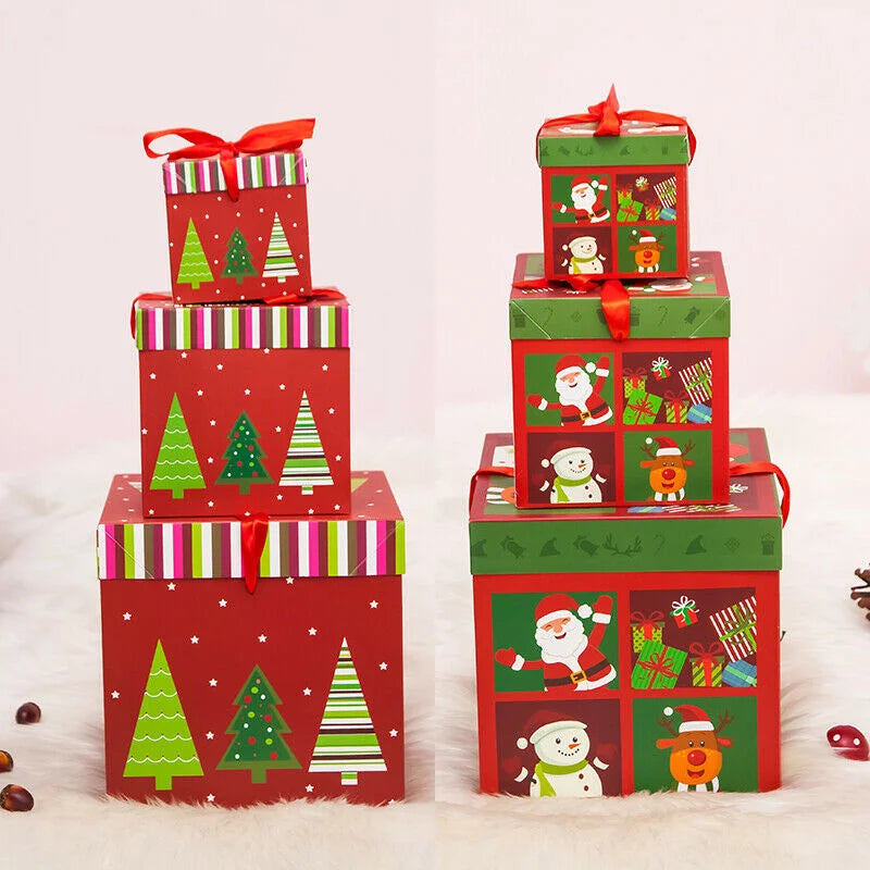 Weihnachtsgeschenkboxen, Geschenkverpackung, Frohe Weihnachten, Dekorative Kartons für Weihnachten, Heimparty-Dekoration, Neujahr, Süßigkeitenbox, Etui