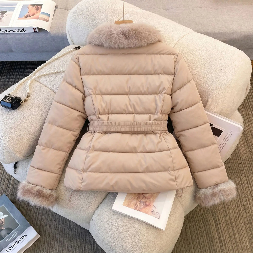 Winterkleidung 2026 Neue Mode Pelzkragen Daunenjacke Kurze Wattierte Damenjacke zum Warmhalten