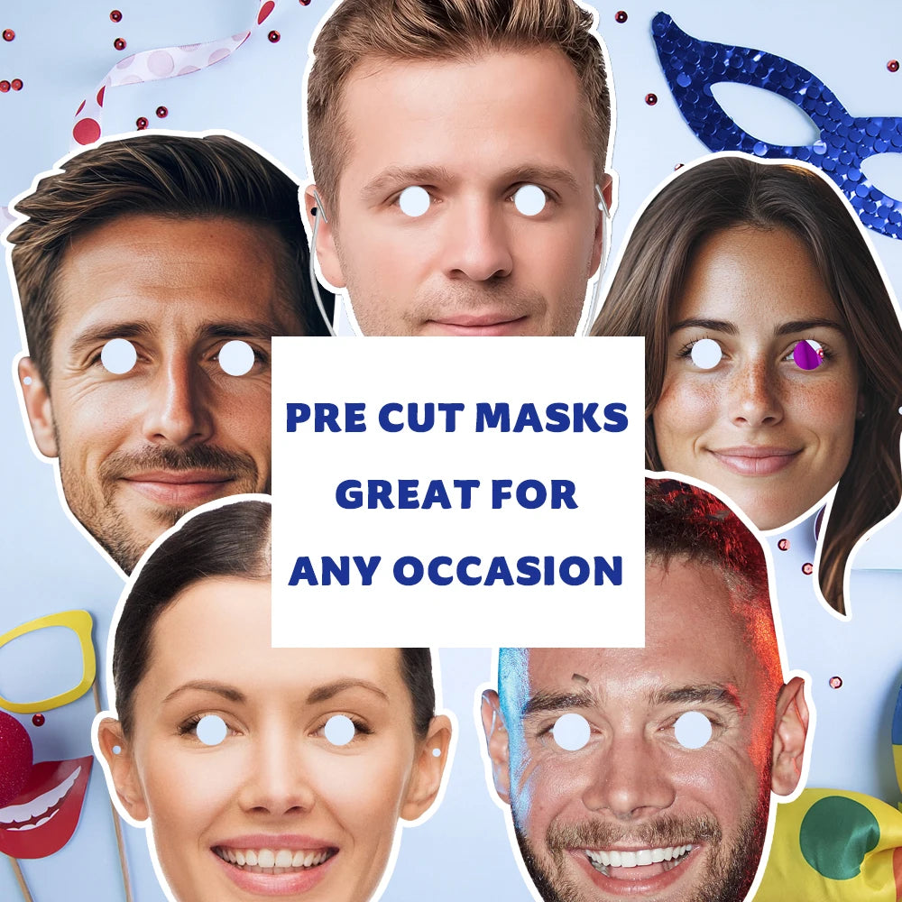 Benutzerdefinierte Gesichtsmaske, personalisierte Foto-Gesichtsmasken, Selfie-Fotoautomaten-Requisiten für Geburtstag, Hochzeit, Junggesellenabschied