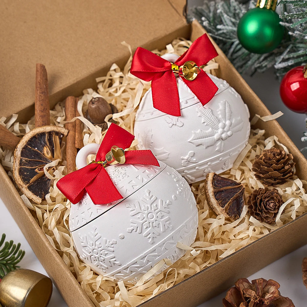 Weihnachten Relief Schnee Beere Kerze Glas Silikon Form DIY Runde Kugel Lagerung Box Formen Gips Harz Herstellung Kit Weihnachten Handwerk Deco