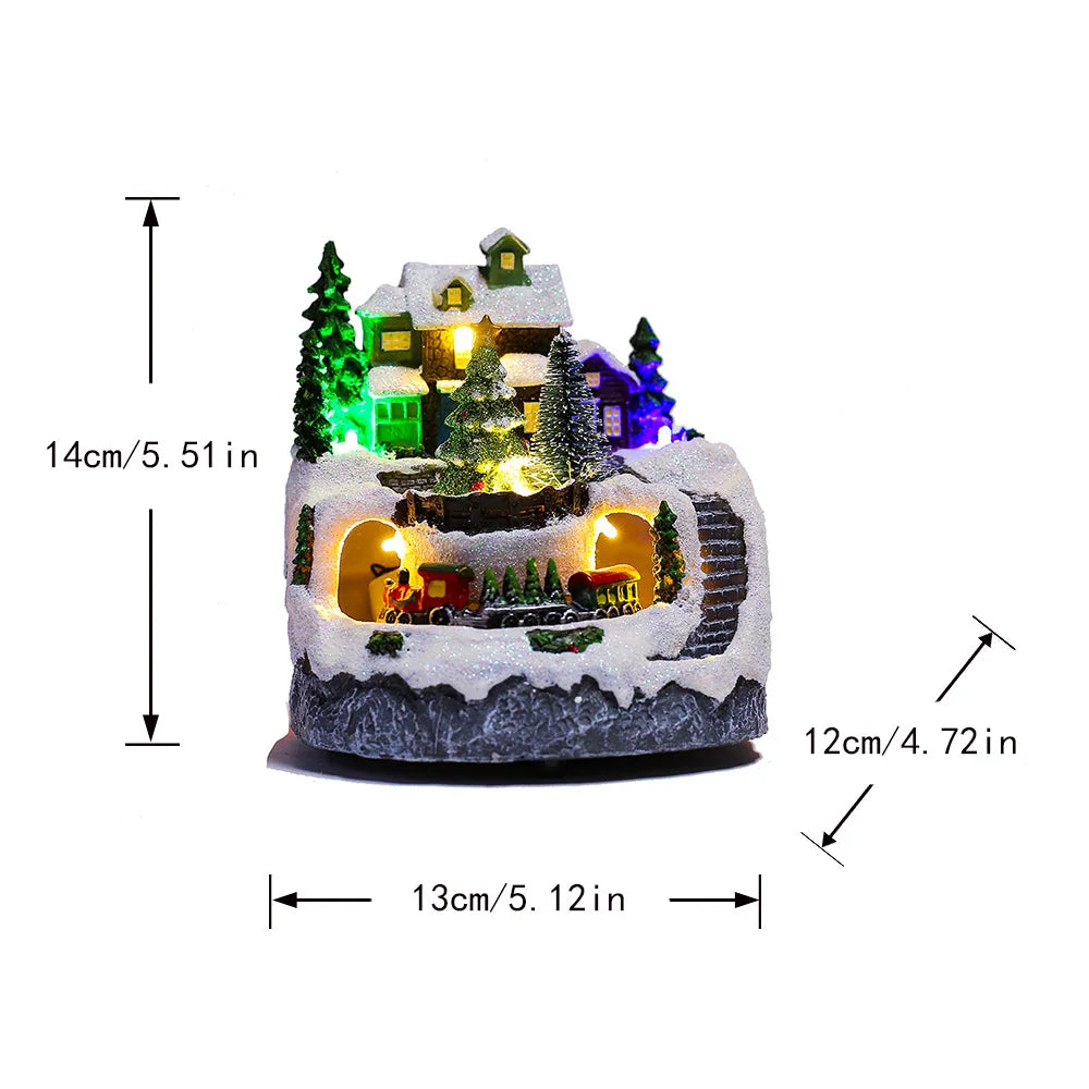 Weihnachten Schneehäuse Glow Craft Schneemann Garten Ornament mit Musik Home Decora Land Harz Ornament Roman Weihnachten Kind Geschenk