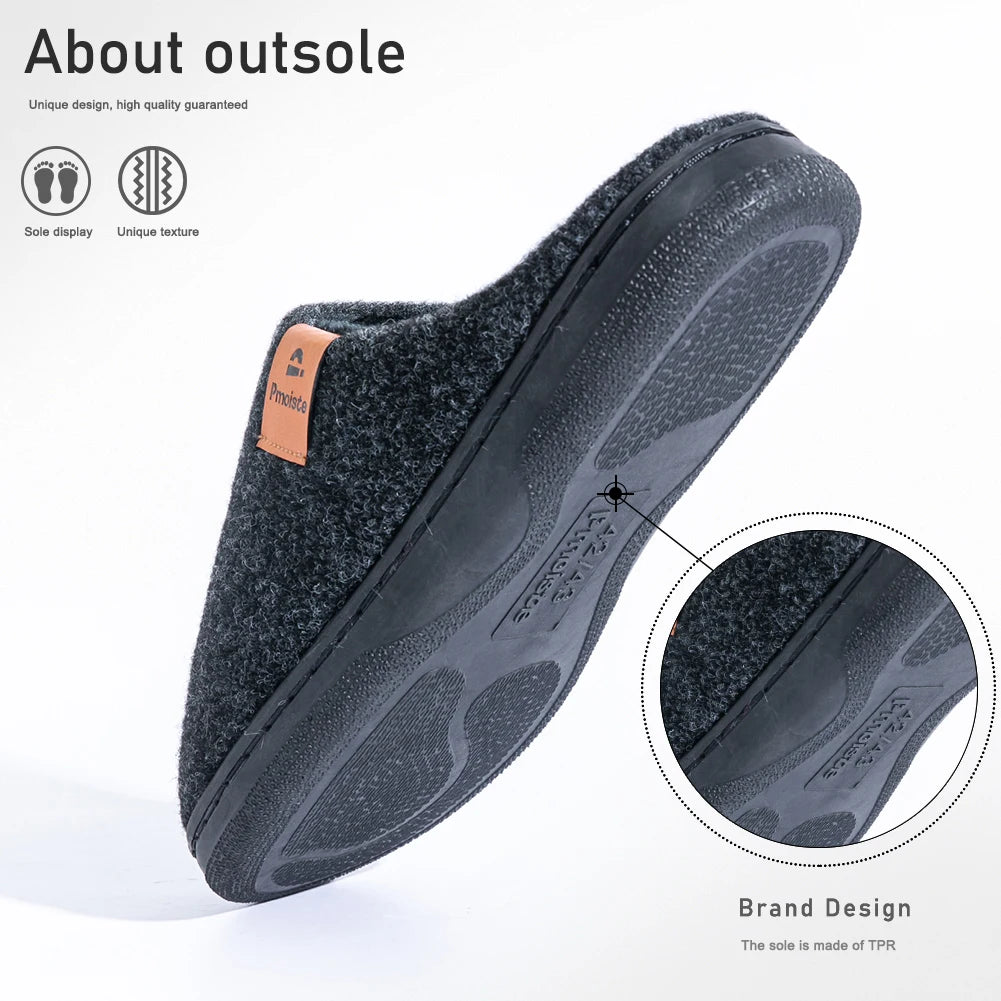 Winter Herren Filz Plattform Hausschuhe Ultra Warm Kissen Gemütliches Leben Rutschfestes TPR Outdoor Indoor Haus