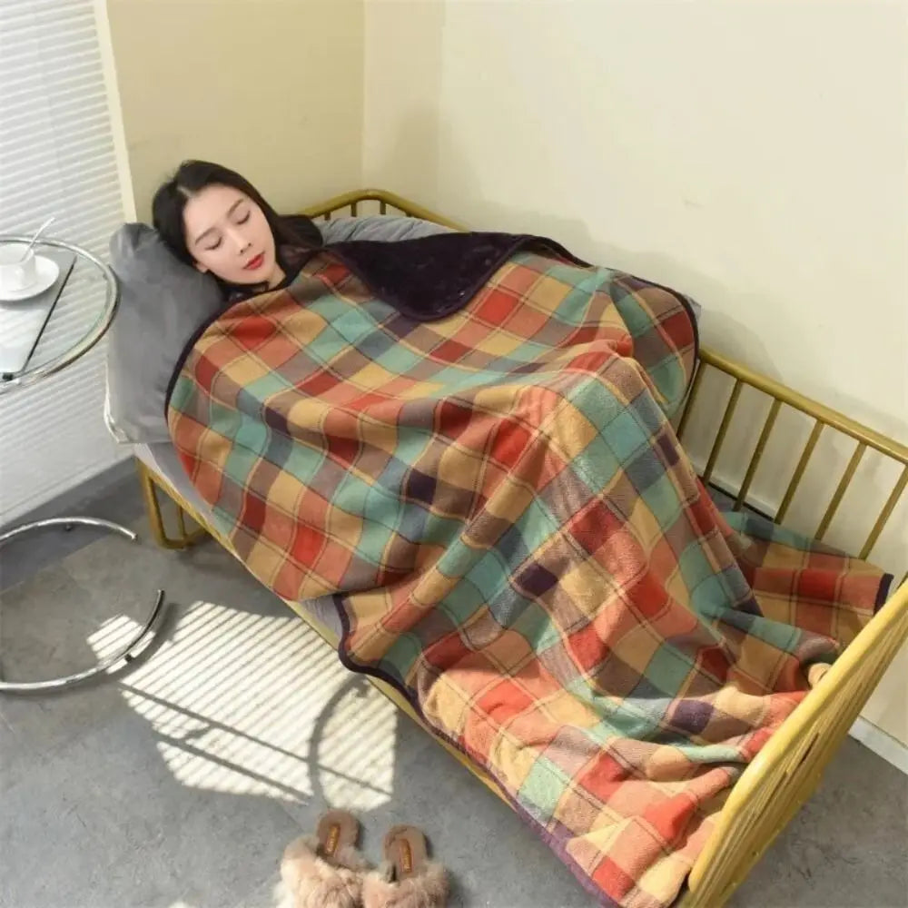 Lazy Plaid Tragbare Decke verdicken weiche lässige Bürodecke mit Knopf warme Home Schal Decke Winter