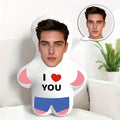 Personalisierte 'Ich Liebe Dich' Mini-Plüschpuppe mit Foto-Kissen, Perfektes Paar-Geschenk, Weiches Polyester