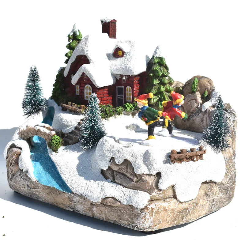 Weihnachten Schneehäuse Glow Craft Schneemann Garten Ornament mit Musik Home Decora Land Harz Ornament Roman Weihnachten Kind Geschenk