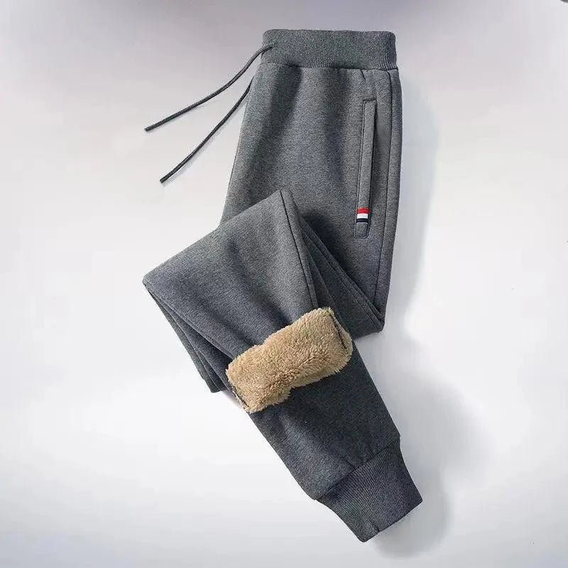 Winter Lammwolle Warme Casual Hosen männer Fitness Jogging Jogginghose Männlich Solide Kordelzug Böden Fleece Gerade Hosen M-5Xl