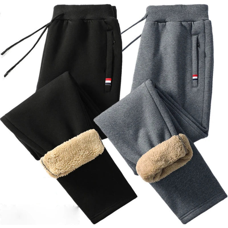 Winter Lammwolle Warme Casual Hosen männer Fitness Jogging Jogginghose Männlich Solide Kordelzug Böden Fleece Gerade Hosen M-5Xl