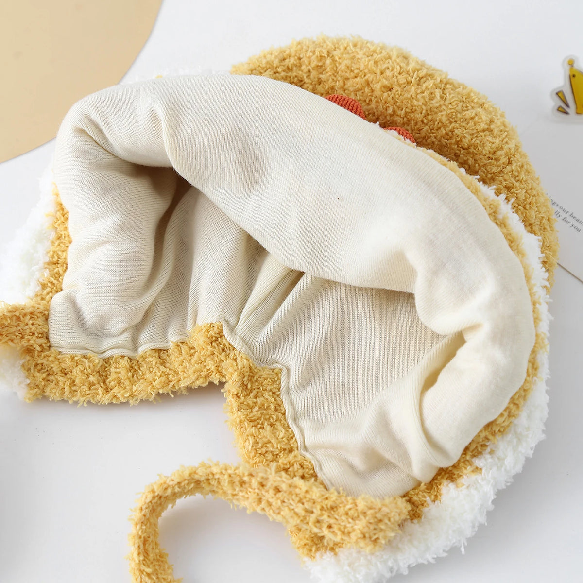 Winter Warme Ohr Schutz Kappe Niedlichen Tier Verdicken Kinder Schnürung Hut Im Freien Kalt-beweis Kleinkind Gestrickte Baby Ohrenschützer beanie