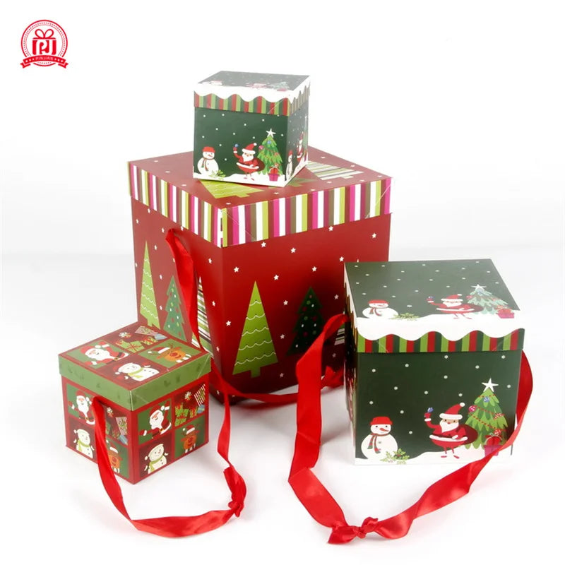 Weihnachtsgeschenkboxen, Geschenkverpackung, Frohe Weihnachten, Dekorative Kartons für Weihnachten, Heimparty-Dekoration, Neujahr, Süßigkeitenbox, Etui