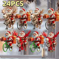 12-teiliges Weihnachtsmann-Holzanhänger-Set – Perfekt für Weihnachtsbäume und festliche Heimdekorationen, 2D flache Weihnachtsmann-Geschenklieferanten-Figuren