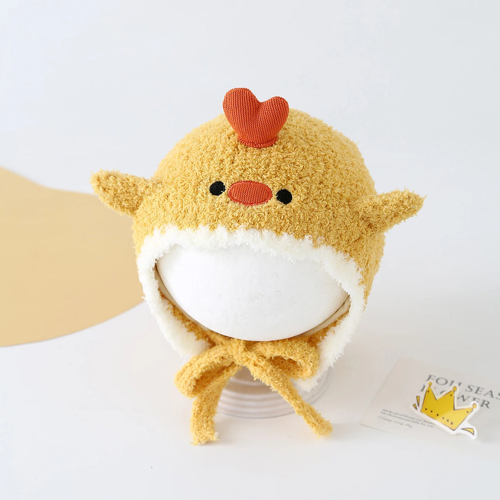 Winter Warme Ohr Schutz Kappe Niedlichen Tier Verdicken Kinder Schnürung Hut Im Freien Kalt-beweis Kleinkind Gestrickte Baby Ohrenschützer beanie