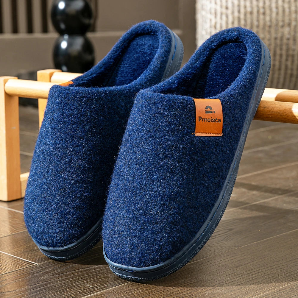 Winter Herren Filz Plattform Hausschuhe Ultra Warm Kissen Gemütliches Leben Rutschfestes TPR Outdoor Indoor Haus