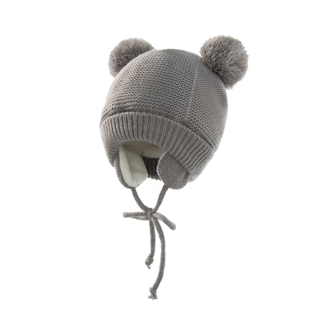 Winter-Babymütze für 0–12 Monate, Jungen und Mädchen, Zubehör, Strickmütze, Kindermütze, Fleece, warme Handschuhe, dicke Winterohr-Kindermütze, Babymütze