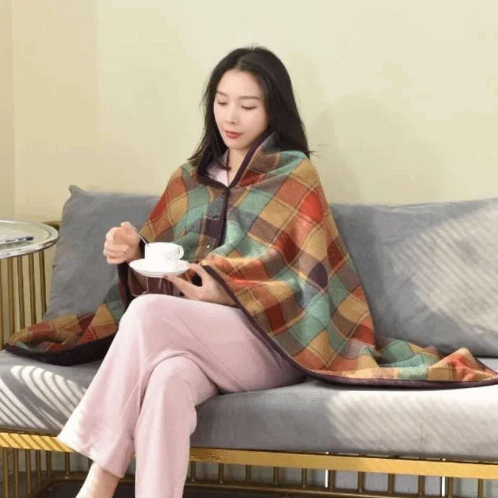Lazy Plaid Tragbare Decke verdicken weiche lässige Bürodecke mit Knopf warme Home Schal Decke Winter