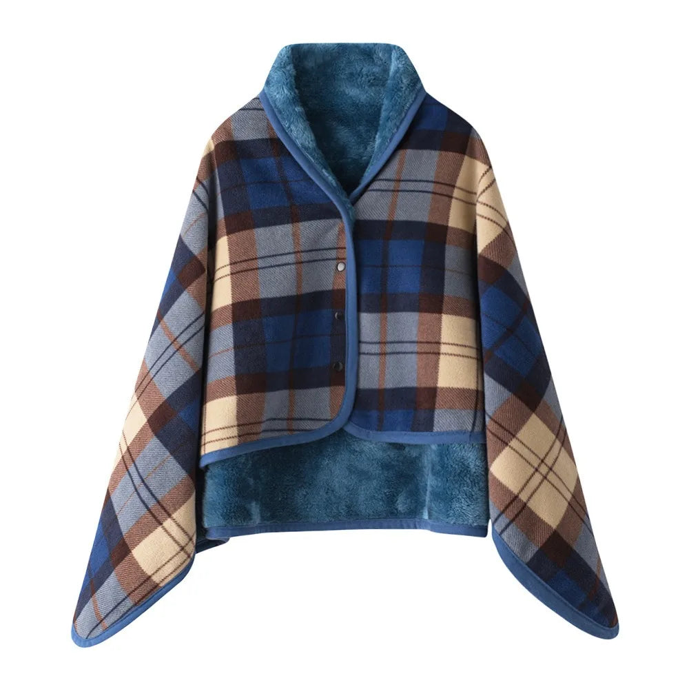 Lazy Plaid Tragbare Decke verdicken weiche lässige Bürodecke mit Knopf warme Home Schal Decke Winter