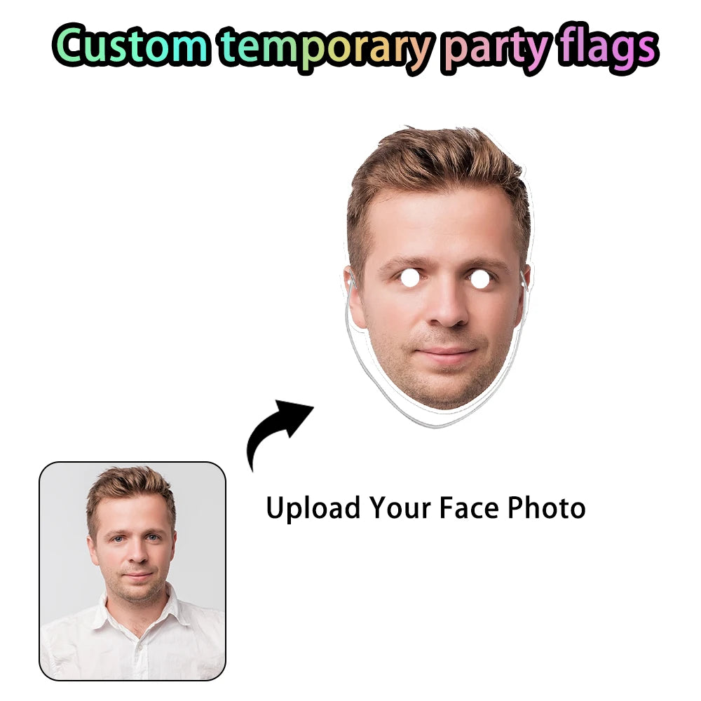 Benutzerdefinierte Gesichtsmaske, personalisierte Foto-Gesichtsmasken, Selfie-Fotoautomaten-Requisiten für Geburtstag, Hochzeit, Junggesellenabschied
